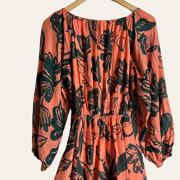 Tanya Taylor Shay Floral Print Mini Dress in Shell Pink/Deep Sea Size XS - Picture 8 of 12